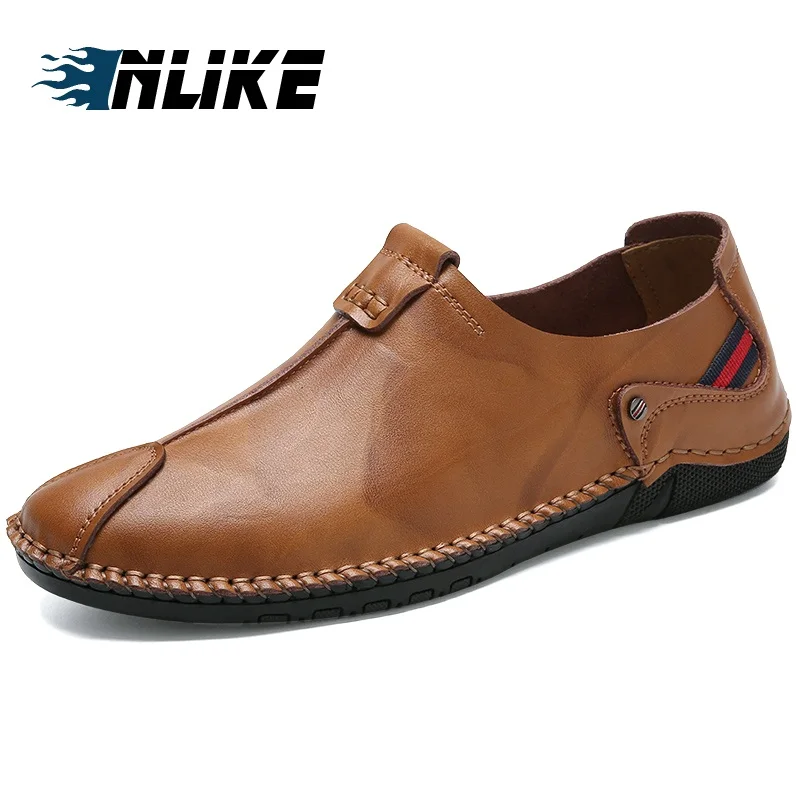 

Genuine Leather Men Casual Shoes Luxury Brand 2019 Mens Loafers Moccasins Breathable Slip on