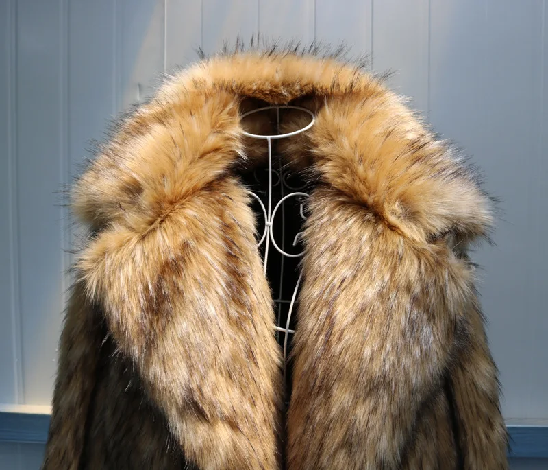 S-6XL Новая мода Для мужчин Зимняя одежда осенняя одежда Высокое качество енота шуба из искусственного меха пальто Для мужчин s зимний Тренч