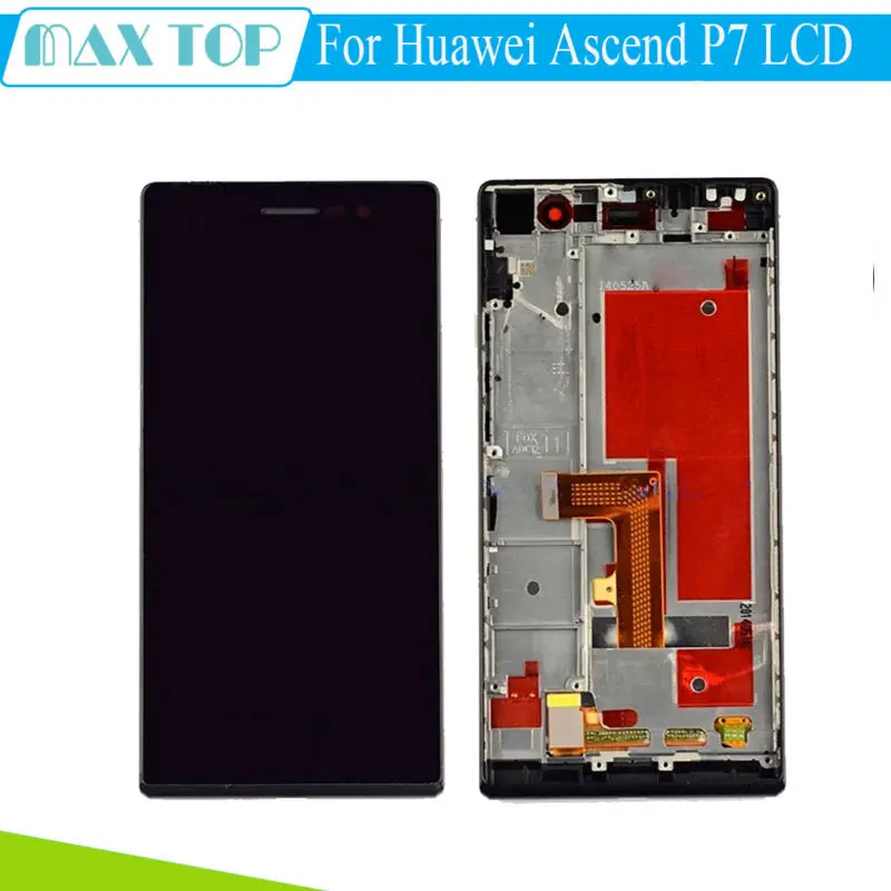 

White Black 5.0'' LCD Display+Touch Screen Digitizer Assembly +Frame For Huawei Ascend P7 Replacement
