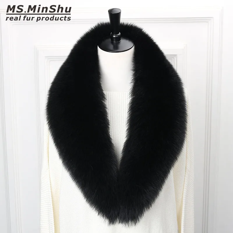 

Ms.MinShu Long Fox Fur Collar Scarf Detachable Genuine Fox Fur Scarf Winter Woman Fox Fur Scarf Fashion Fur Shawl Female