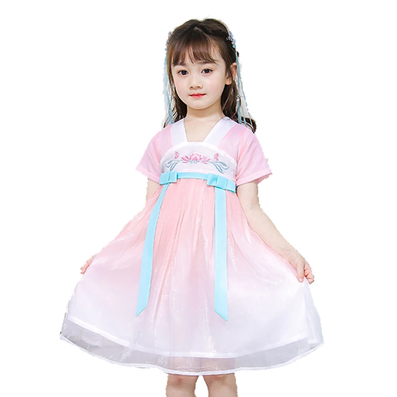 

Children Girls Dress 2019 Summer Chinese Ethnic Style Embroidery Tulle Cheongsam Fairy Princess Dresses Kids Clothes 3-12Y BW344