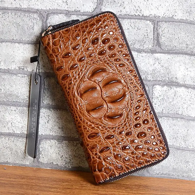 

Men Wallets Genuine Real Leather Long Clutch Wallet Male Zipper Coin Purse Cowhide Business Credit Bank ID Card Case Holder