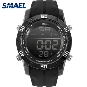 

SMAEL Men Metal Digital Watch Sport Man Black Alloy LED 1145 Silicone Waterproof Wrist Watch Relogio Masculino Digital Clock