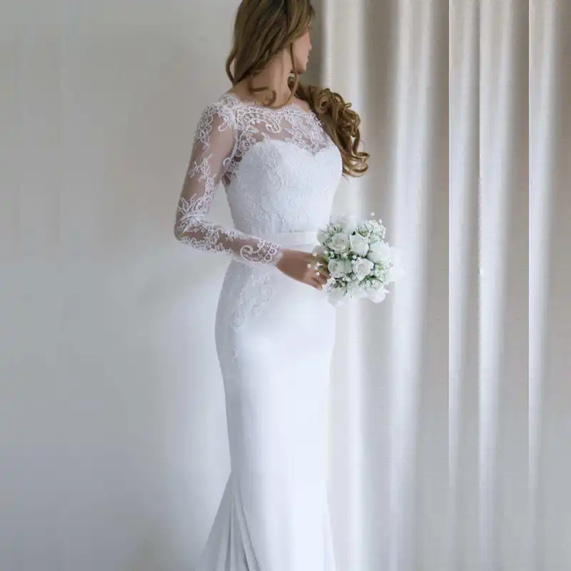long silky wedding dresses