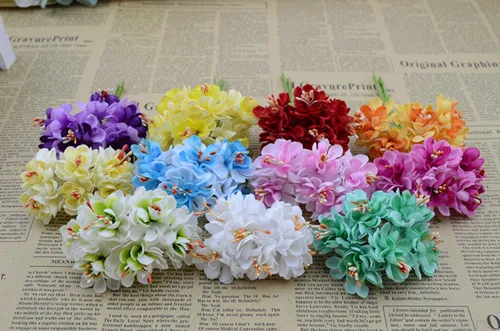 6 pcs/bunch 3cm Artificial flowers headdress small bracelet decorated flower corsage candy box essential goods