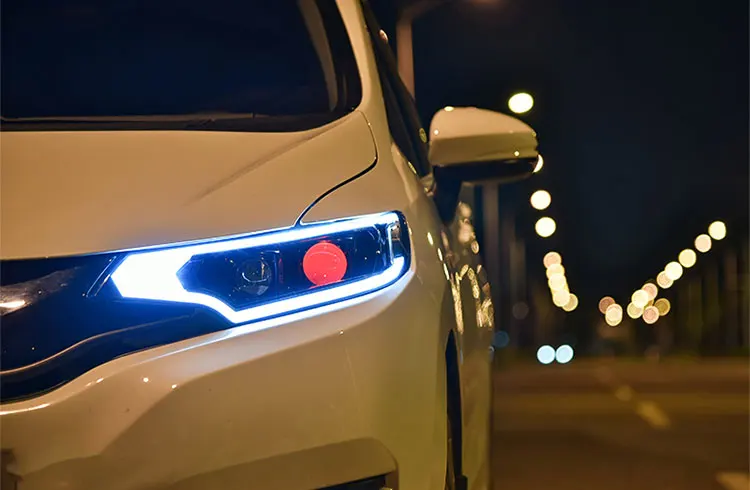 2 шт. светодиодный фары для Honda Fit 2014-2017 автомобилей Светодиодный свет двойной ксеноновой линзы автомобильные аксессуары Габаритные огни