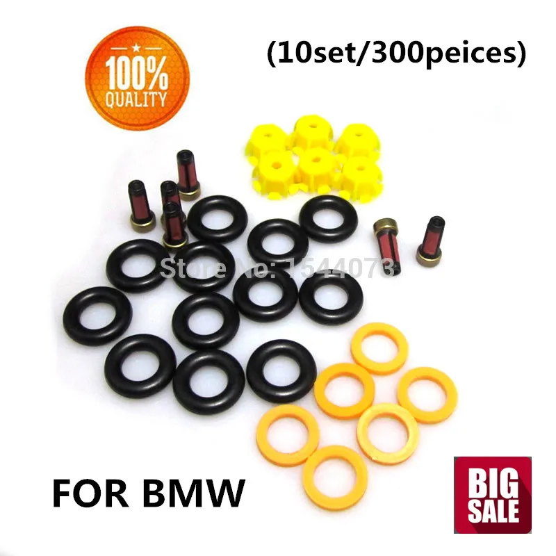 300pcs (10set) Fuel Injector Repair Kits Injectors Gasket Set Filter