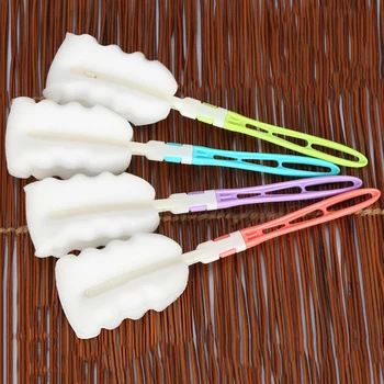 

2 Pcs Detachable Baby Bottle Sponge Brush Nipple Milk Feeding Cleaning Cup 360-degree Rotating Head Tool