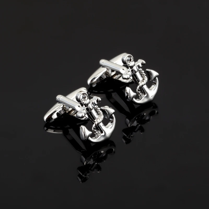 

Biggest Promotion cufflinks jewelry 1 Pair Fashion Silver Boat anchor cufflink father Christmas Men's French shirt cufflinks