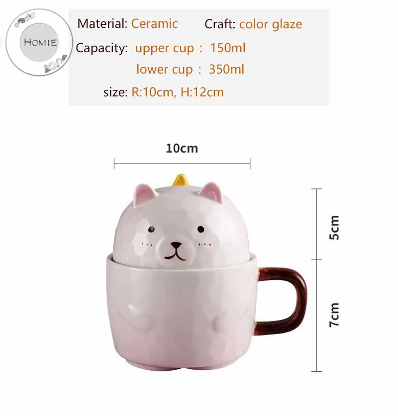 HOMIE lovely Cartoon bear Cup Coffee Mug Large  With lid Mugs creative Drinkware Tea milk Cup Afternoon ceramics Office home05