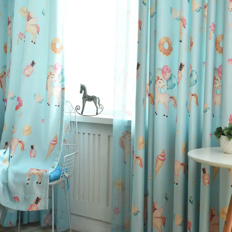 Unicornio Pony caballo dibujo impreso cortina Semi-sombra persianas niños dormitorio estudio ventana cortinas gasa tratamiento T & 114 #30 Unicornio Pony caballo dibujo impreso cortina Semi-sombra persianas niños dormitorio estudio ventana cortinas gasa tratamiento T & 114 #30