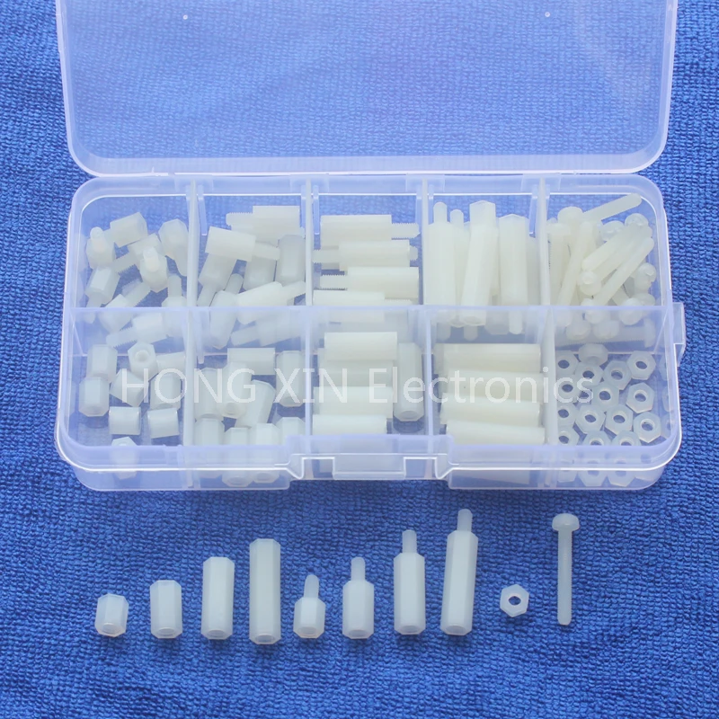 

120 PCS M3 Nylon Hex Spacers Screw Nut Assortment Kit Stand off Plastic Accessories Set