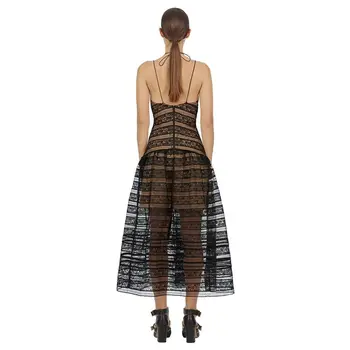 

2019 Dress Sexy Lace See-Through Backless Hollow Out Women Spaghetti Strap Night Club Sleeveless Bodycon Party Dresses Wholesale