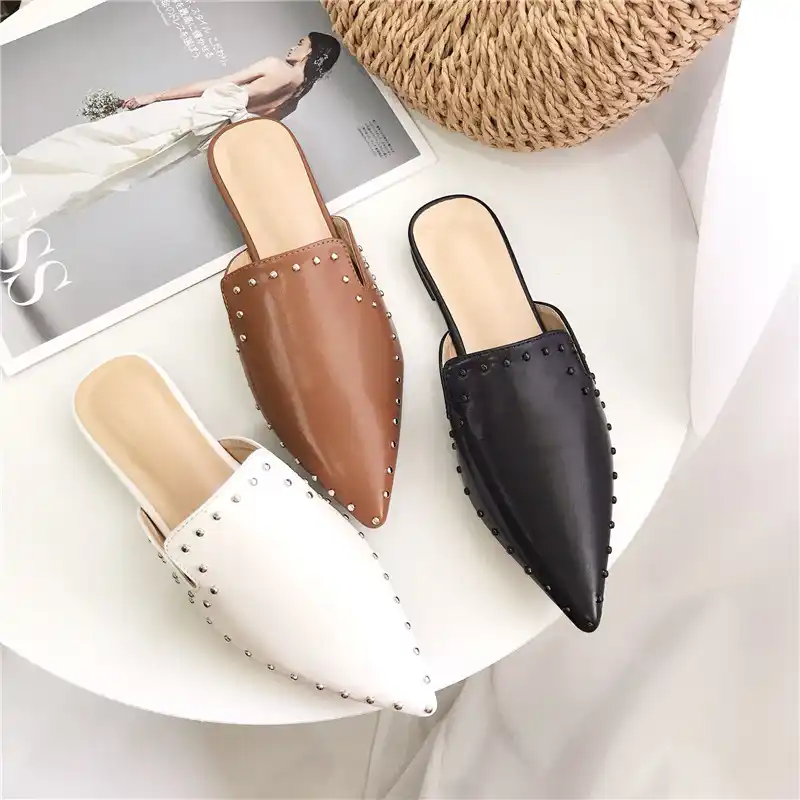 pointed toe slide loafers