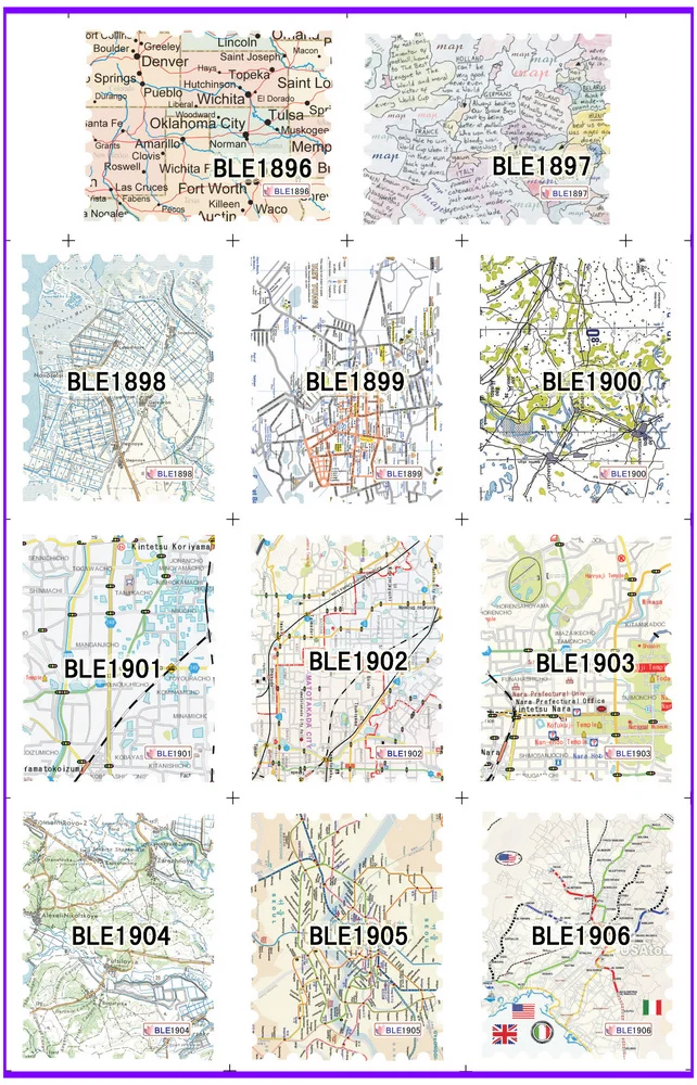 

11 PACK/ LOT FULL PAGE WATER DECAL NAIL ART NAIL STICKER STAMP MAP BLE1896-1906