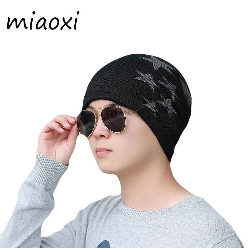 Miaoxi Новый Высокое качество модные зимние теплые Для мужчин Hat шапочки Skullies Повседневное звезда толщиной Мех животных мужской звезда для взр...