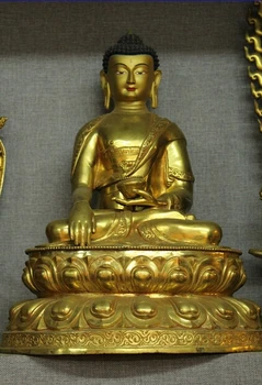 

wholesale factory 18" Tibet Buddhism Bronze Gilt Gold Shakyamuni Amitabha Sakyamuni Buddha Statue