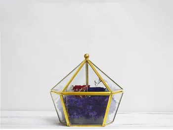 

Nordic pentagonal geometric glass cover flower room immortal vase home earrings ornaments 3