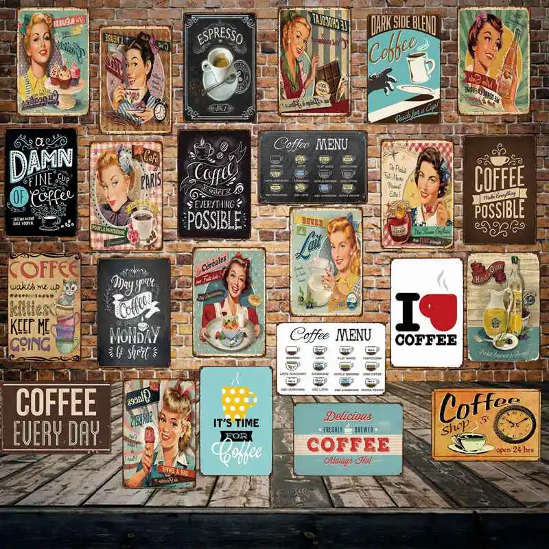 

[ Mike86 ] Coffee Menu Cake Food Metal Sign Home Store Farm Decor Vinage shabby chic Wall Poster Art 20*30 CM FG-260