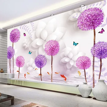 

3D Stereo Dandelion Wall Mural Wallpaper Beautiful Flower Interior Decor Mural Modern Simple Living Room TV Sofa Backdrop Fresco