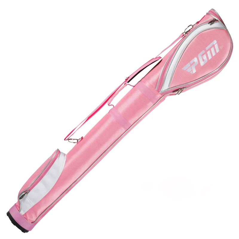 

New women's nylon pink golf gun package, reinforced large base, electroplated metal double zipper rivet reinforcement