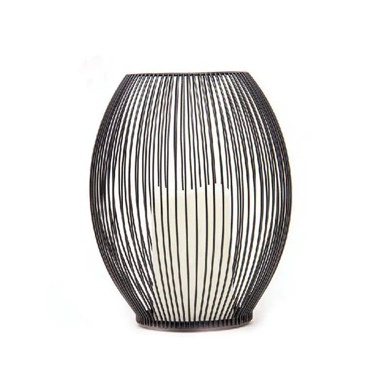 3 Sizes Available Modern Home Cage Lantern Black Metal Iron Candle