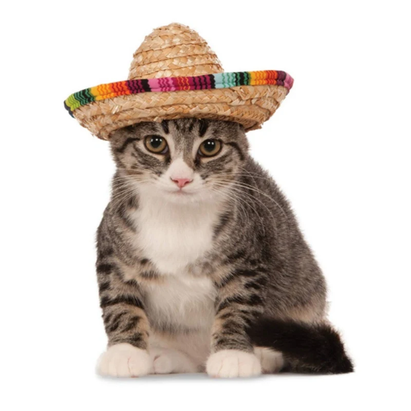 Многоцветный Pet соломенная шляпа собака кошка Мексиканская соломенная шляпа-сомбреро Pet Регулируемая пряжка костюм товары для собак и кошек забавные