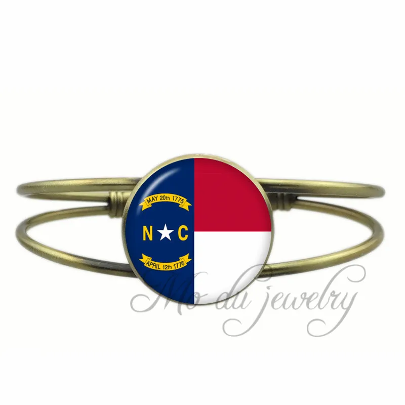 North Carolina State Flag Bracelet The State of North Carolina Open Cuff Bangle Flag of NC