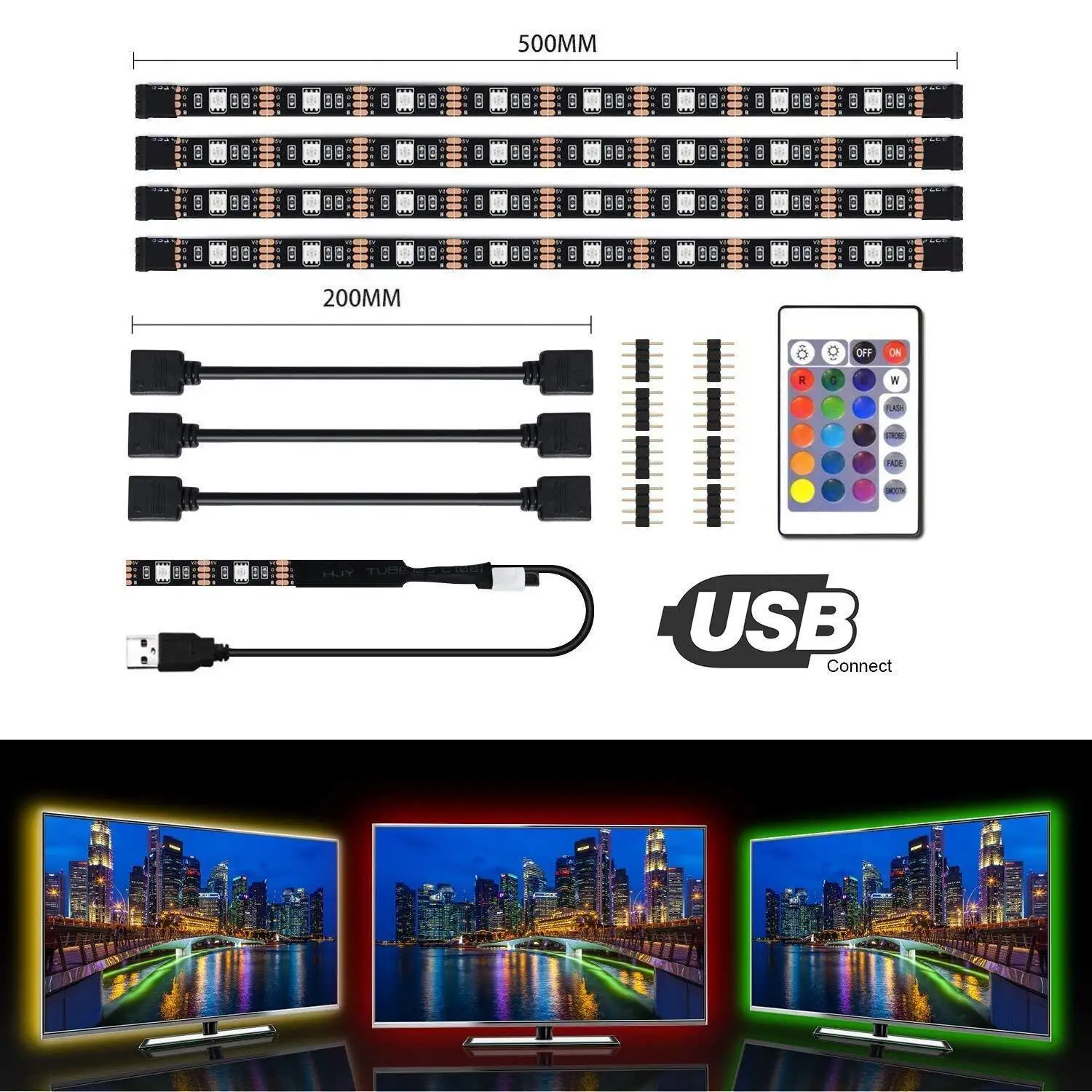 USB светодиодный фоновый светильник для телевизора 5050RGB ТВ задний светильник полоса USB скачки шасси 5 В Цвет Гибкий эпоксидный водонепроницаемый для ТВ