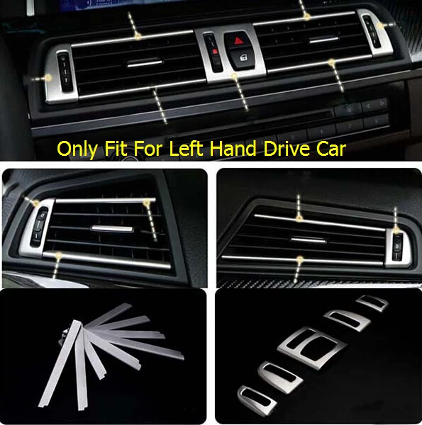 

For BMW 5 Series F10 520 525 528 Inner Accessories Chrome Matte Dashboard Side AC Air Vent Cover 13pcs 2011-2014