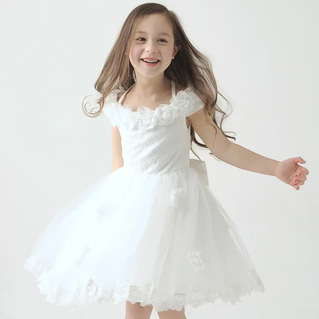 2015 première communion robes blanches halter petites robes filles pageant robe de bal filles communion robe