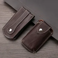 15PCS / LOT Genuine Leather Key Holder Wallets Unisex Car Key Housekeeper Organizer Bag Covers Hasp Key Case