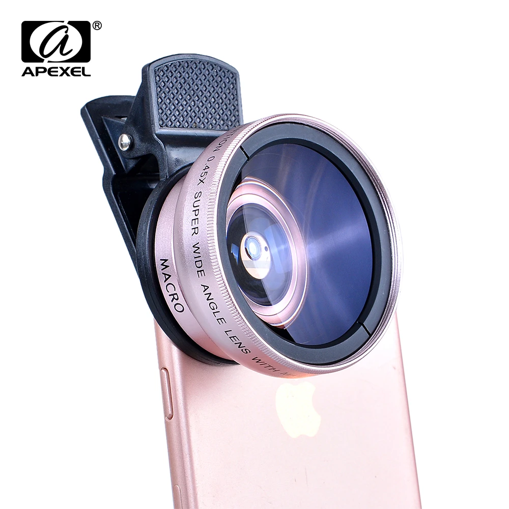 Lente de cámara gran angular negro de 37mm 0.45x con lente Macro de 12.5x para iPhone 6 6S Plus/samsung /teléfonos inteligentes HTC APL 0.45WM|wide angle camera lens|camera lens - AliExpress