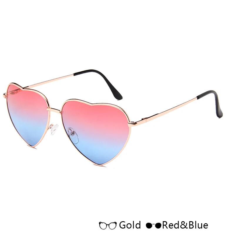 Новинка, модные женские солнцезащитные очки в форме сердца, брендовые дизайнерские металлические светоотражающие солнцезащитные очки для женщин, зеркальные - Цвет линз: 2