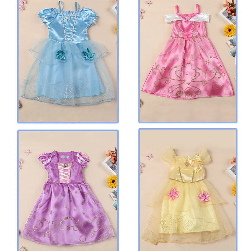 Платья для девочек; детское рождественское платье принцессы; вечерние карнавальные костюмы Золушки, Рапунцель, Авроры; костюм на Хэллоуин; одежда для детей