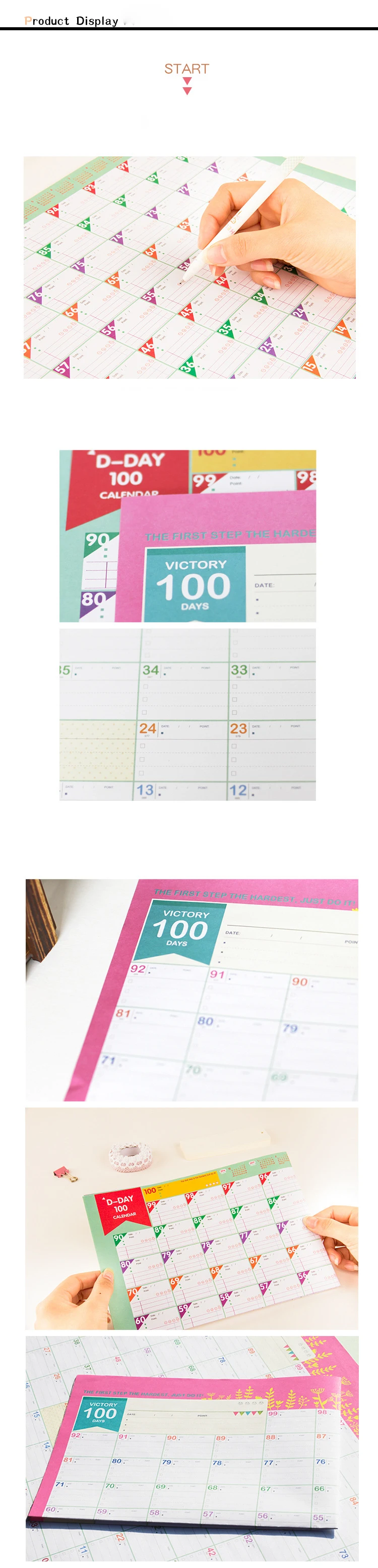 EZONE 100-дневный график календарь целевой график фитнес-исследование рабочий график обучения стол-Планировщик Канцтовары