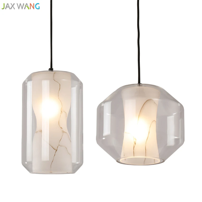 JW пост-современная минималистическая стеклянная подвеска Ligths имитация мраморная лампа для гостиной освещение для дома, ресторана Кухонные светильники