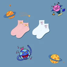 Хипстерские Kawaii Носки с героями мультфильмов Женские однотонные розовые Пантеры Chibi Maruko Патрик звезда узорные художественные милые носки пропускающие воздух, мягкие носки