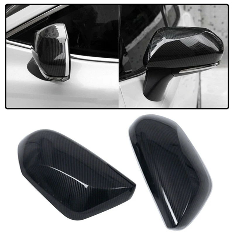 

For Toyota Camry 2018 Black Carbon Fiber Side Mirrors Rearview Cover Trim Parts