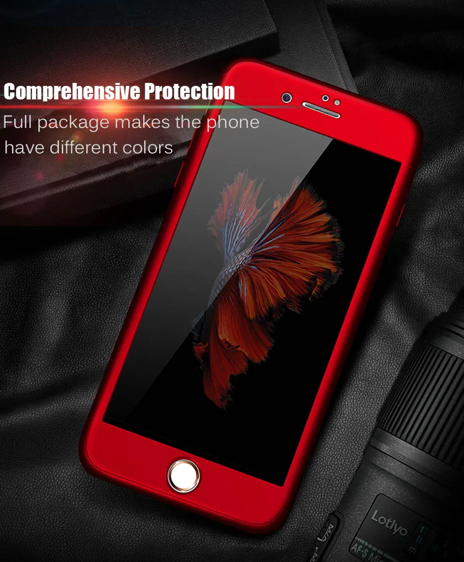 MOUSEMI Matte Hard Case For iPhone 7 6 8 Plus Cover Full Protection 360 Shockproof Tempered Glass For iPhone X Protective Case (4)