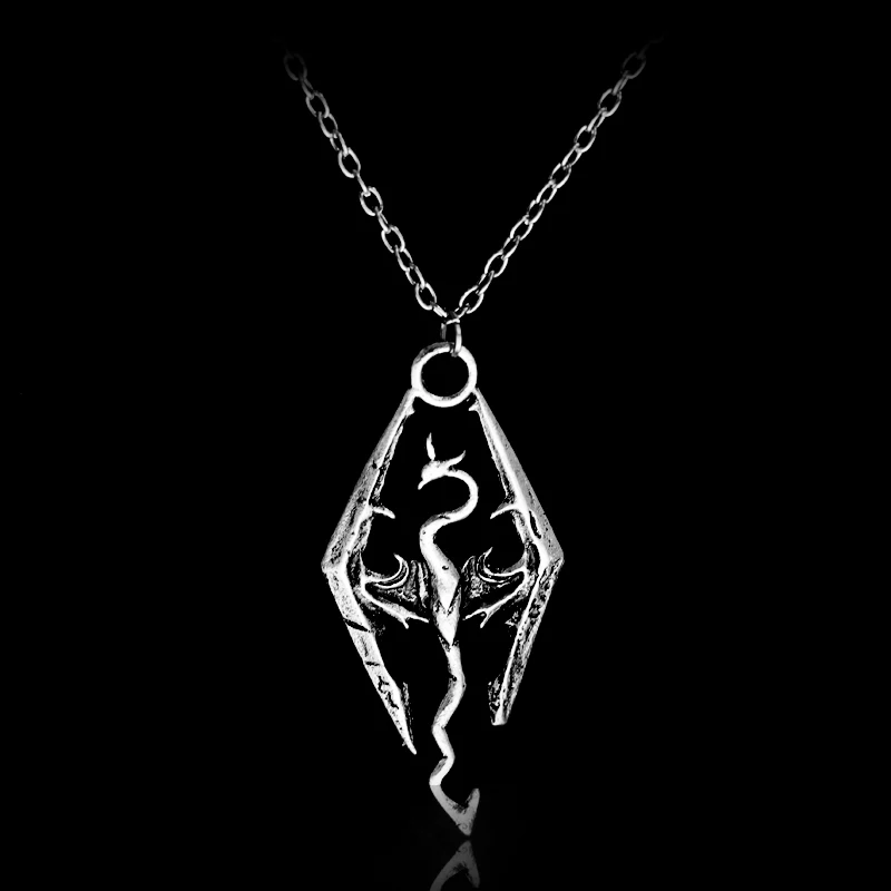 Game Jewelry Skyrim Necklace Hollow Dragon Pendant Necklace Vintage