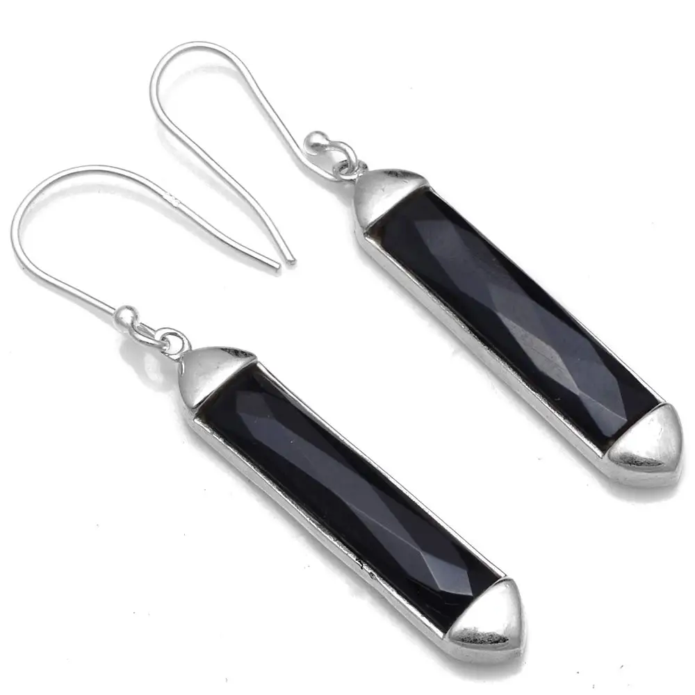 

Genuine Black Onyx 925 Sterling Silver Earrings, 51.2 mm, 2SE0477