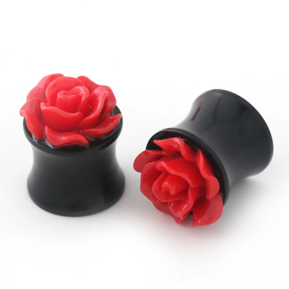 Alisouy 1 пара розовый цветок розы затычка для ушей акриловая пробка для ушей туннель расширитель для ушей измерительные приборы пирсинг для тела ювелирные изделия