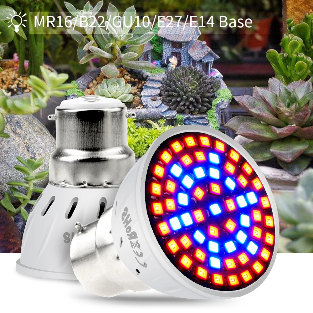 

E27 Full Spectrum Led Grow Light E14 220V Fitolamp GU10 Plant Led Light Bulb MR16 3W 5W 7W Seeding UV Lamp B22 Indoor Grow Tent