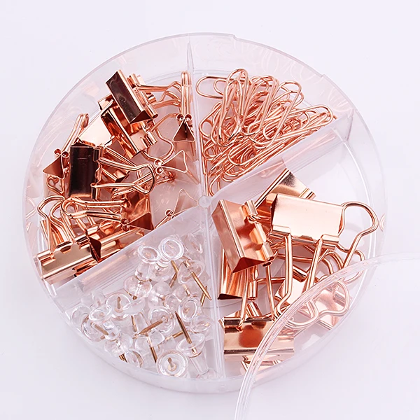 

1set Stylish Metal Clamp Clips Push Pin Set professional Office Stationery Paper Clip stainless School Supplies (ss-1694)