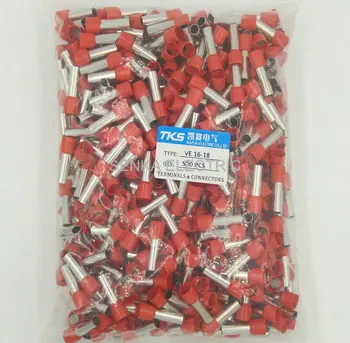 

E16-18 500pcs/lot any color copper ferrule crimp terminal Cord End Insulated Terminals