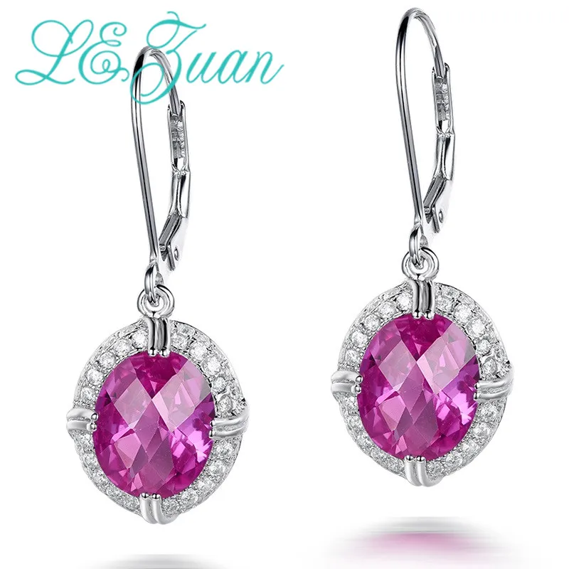 Женские серьги подвески из серебра 925 пробы с розовым камнем карата|earrings for|earrings for