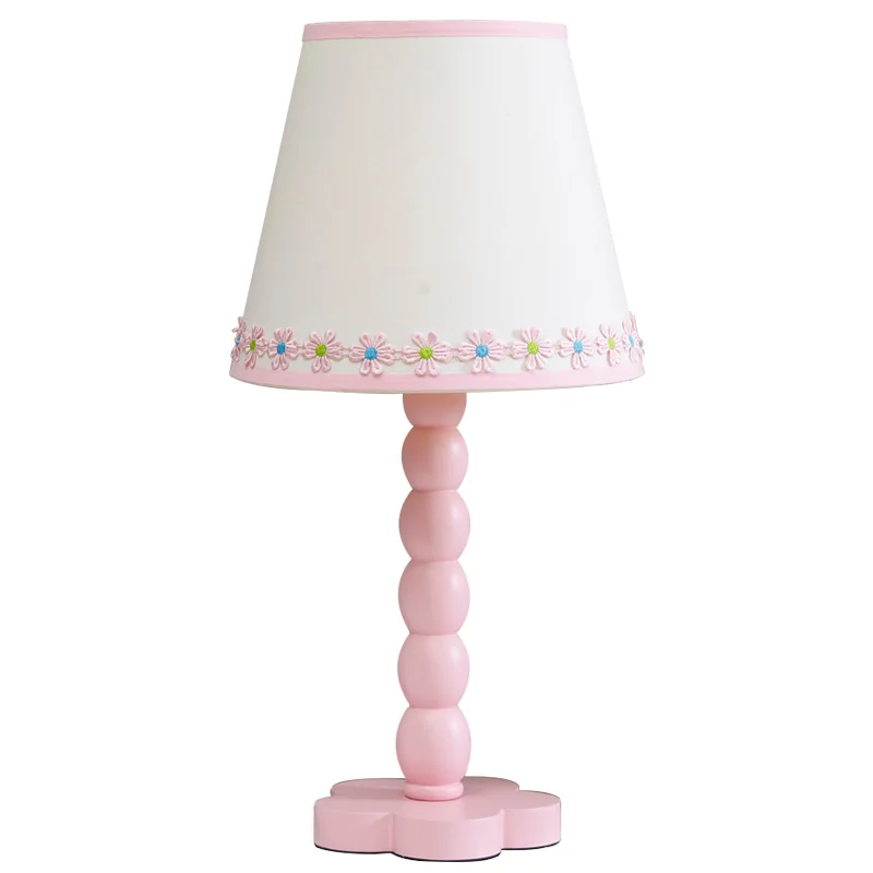 

Pink flowers fresh children's room solid wood table lamp creative bedroom bedside study room model house lamp