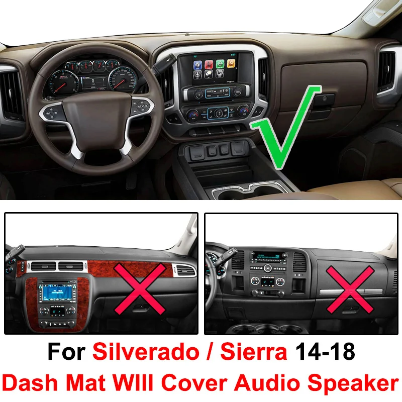 X AUTOHAUX Automobile Dashboard Cover Non-Slip Mat Carpet Flannel for Chevrolet Silverado for GMC Sierra 1500 2500 3500 2014-2019 X AUTOHAUX Automobile Dashboard Cover Non-Slip Mat Carpet Flannel for Chevrolet Silverado for GMC Sierra 1500 2500 3500 2014-2019