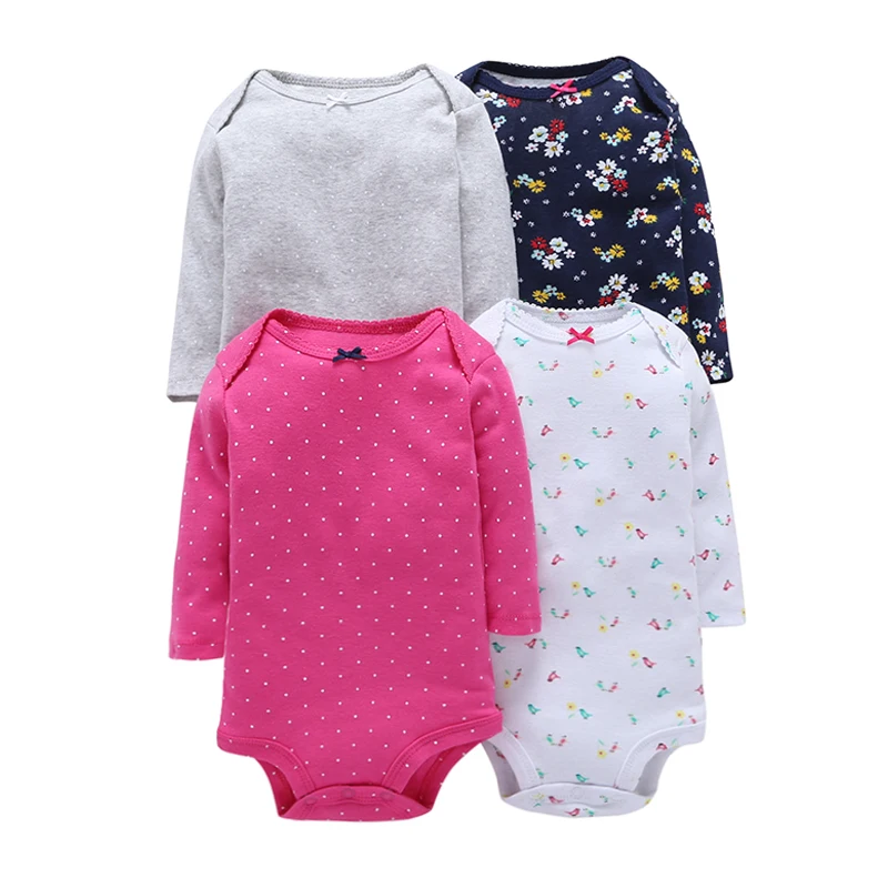 Боди с короткими рукавами для маленьких девочек г. Летний комплект для новорожденных мальчиков, костюм для новорожденных боди с принтом, одежда, 5 шт./лот - Цвет: 4pcs